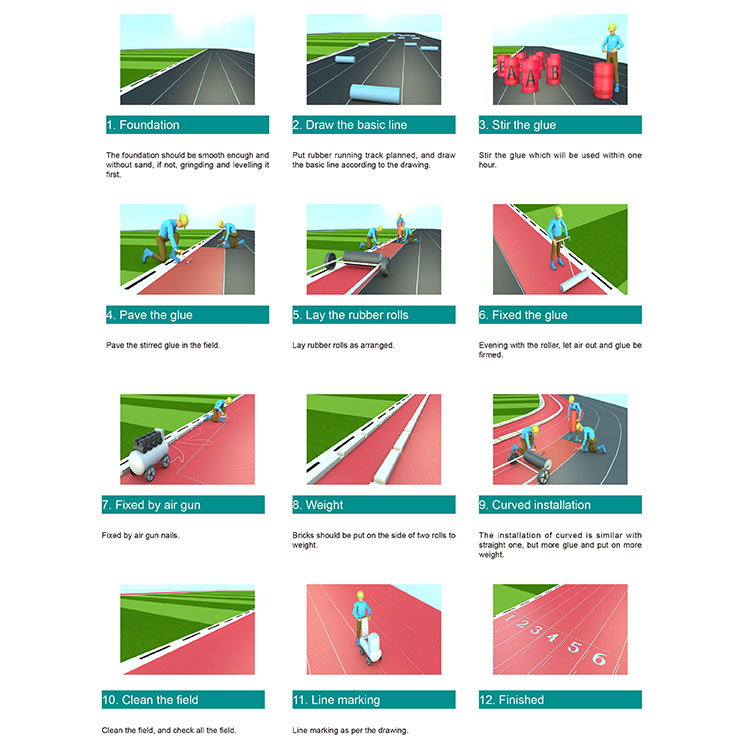 prefabricated rubber running track，rubber athletic track